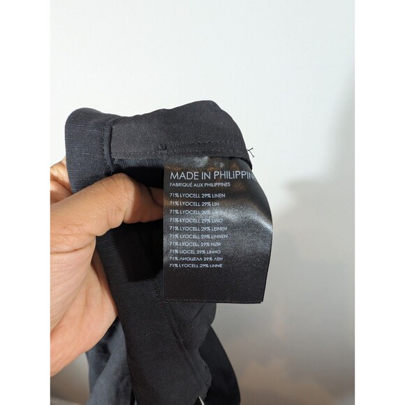 Club Monaco Womens Black Linen Blend Wide Leg Pants Sz 8 Lagenlook Mature Classy - Picture 8 of 9